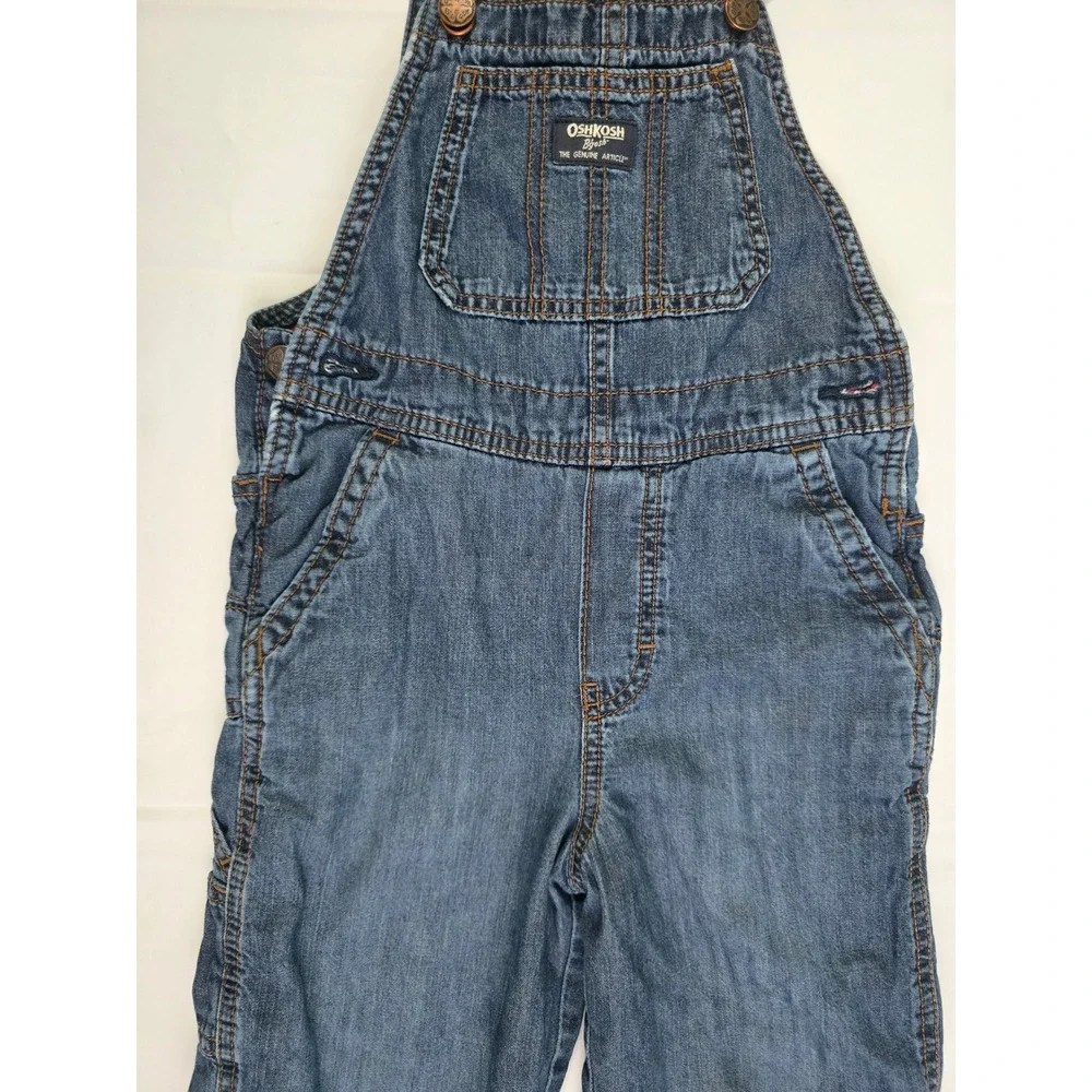 OshKosh Bgosh Boys 5T Flannel Lined Denim Overall BuffaloPlaid Blue Red 21602610